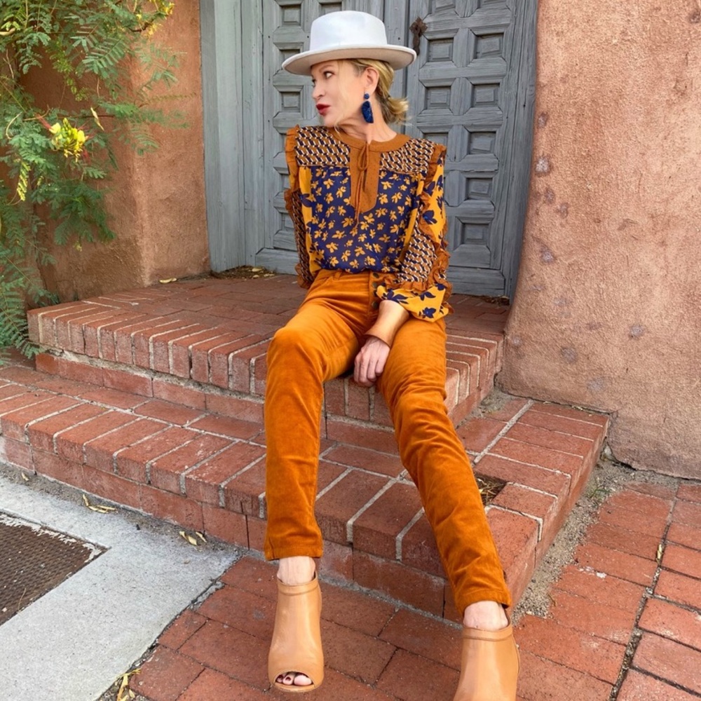 CAbi Orange and Blue Floral Blouse - Picture 3 of 3